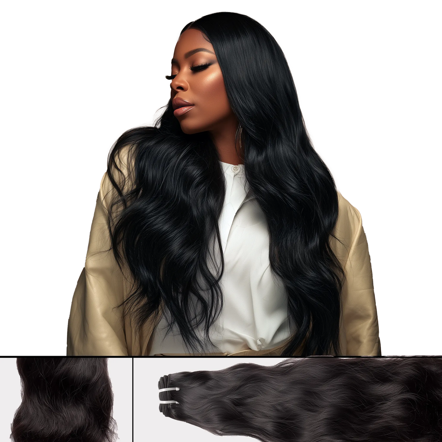 UREMBO Natural Wavy Weft Extensions – Echthaar Weave Tresse 100g